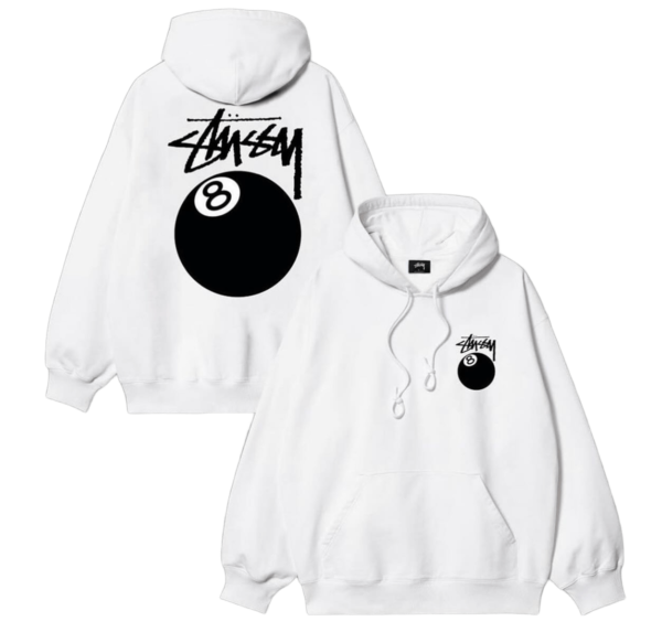 Stussy 8 Ball White Hoodie