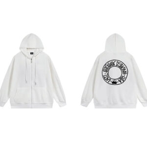 Stussy Buana Zip White Hoodie Pigment Dyed